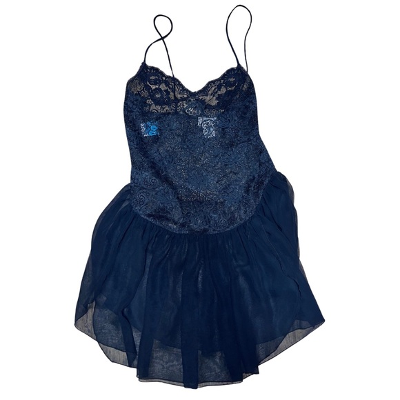 Vintage Miss Dior Black Lace Chemise with Sheer Skirt & Spaghetti Straps Medium - Picture 1 of 9